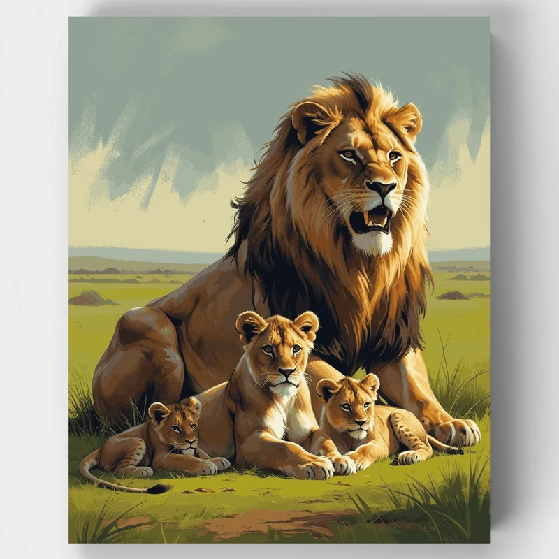 Lion Family - Paint by Numbers Kit