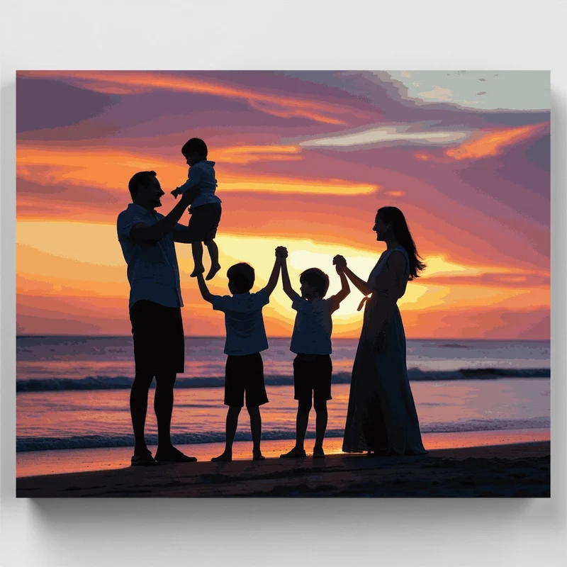 Sunset Family Silhouette - Paint by Numbers Kit