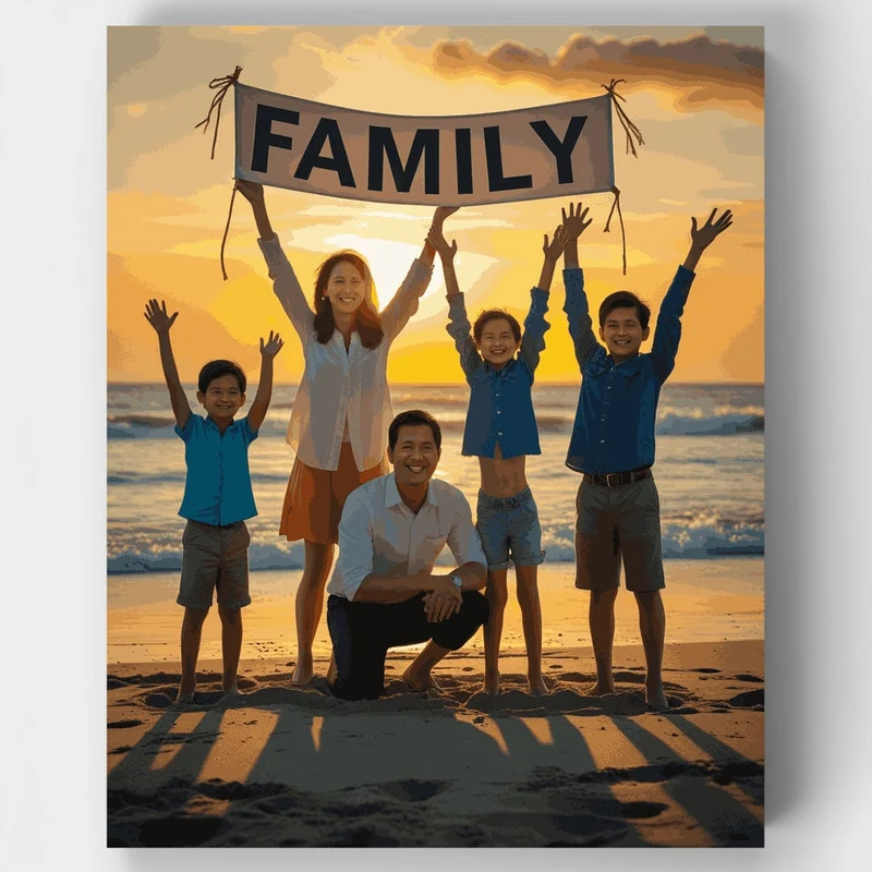 Beach Family Sunset - Paint by Numbers Kit
