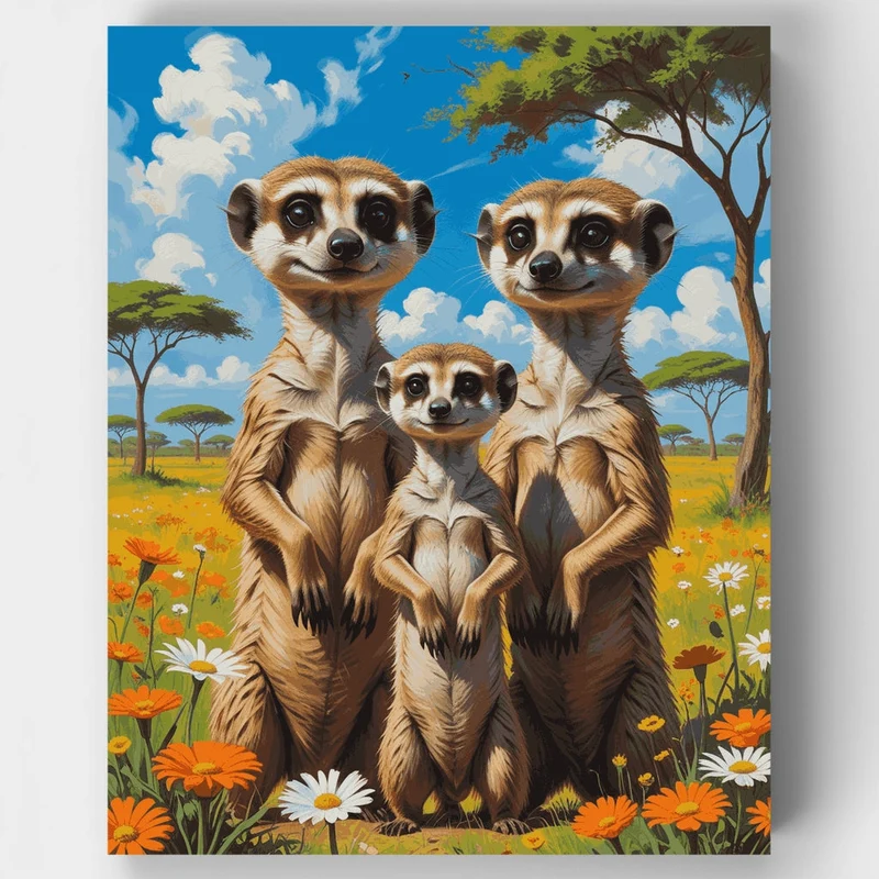 Meerkat Family - Paint by Numbers Kit