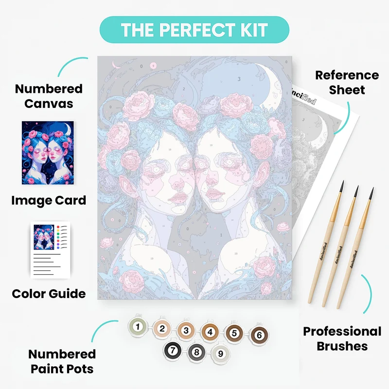 Moonlit Flower Twins - Paint by Numbers Kit