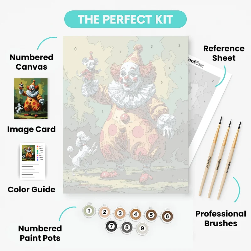 Circus Clown with Animals - Paint by Numbers Kit