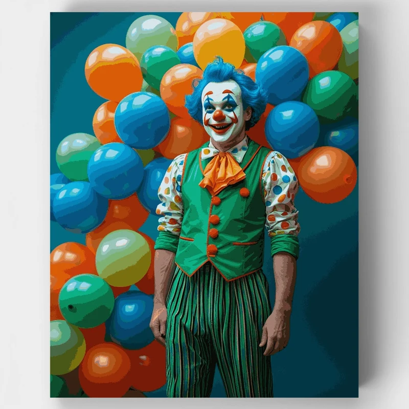 Colorful Clown with Balloons - Paint by Numbers Kit