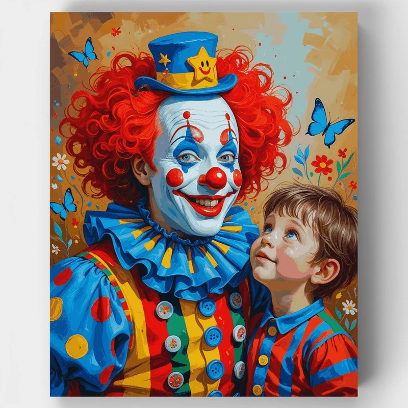 Colorful Clown and Child - Paint by Numbers Kit