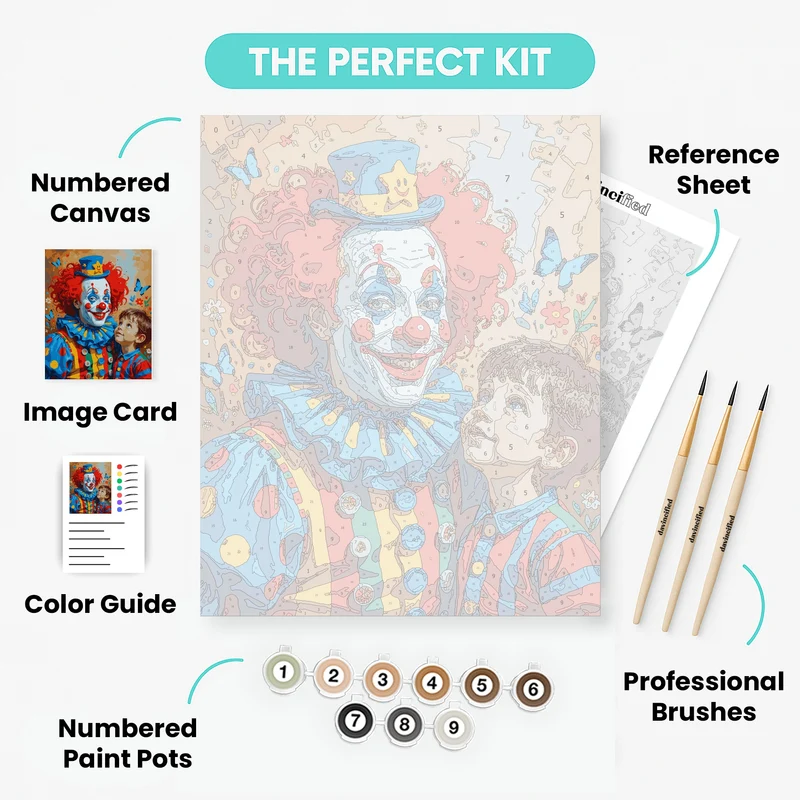 Colorful Clown and Child - Paint by Numbers Kit