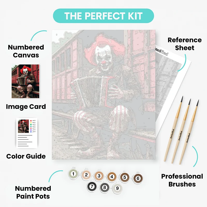 Sinister Accordion Clown - Paint by Numbers Kit