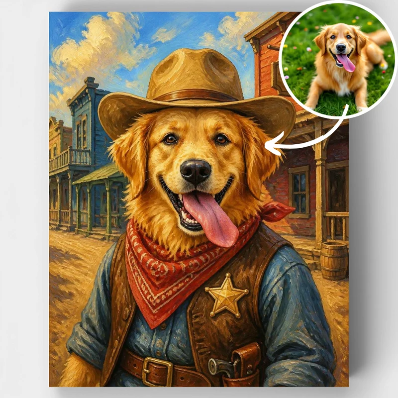 Western Sheriff Pet - Custom Paint by Numbers Kit