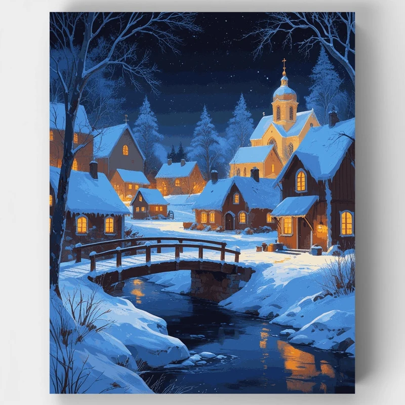 Winter Village Church - Paint by Numbers Kit
