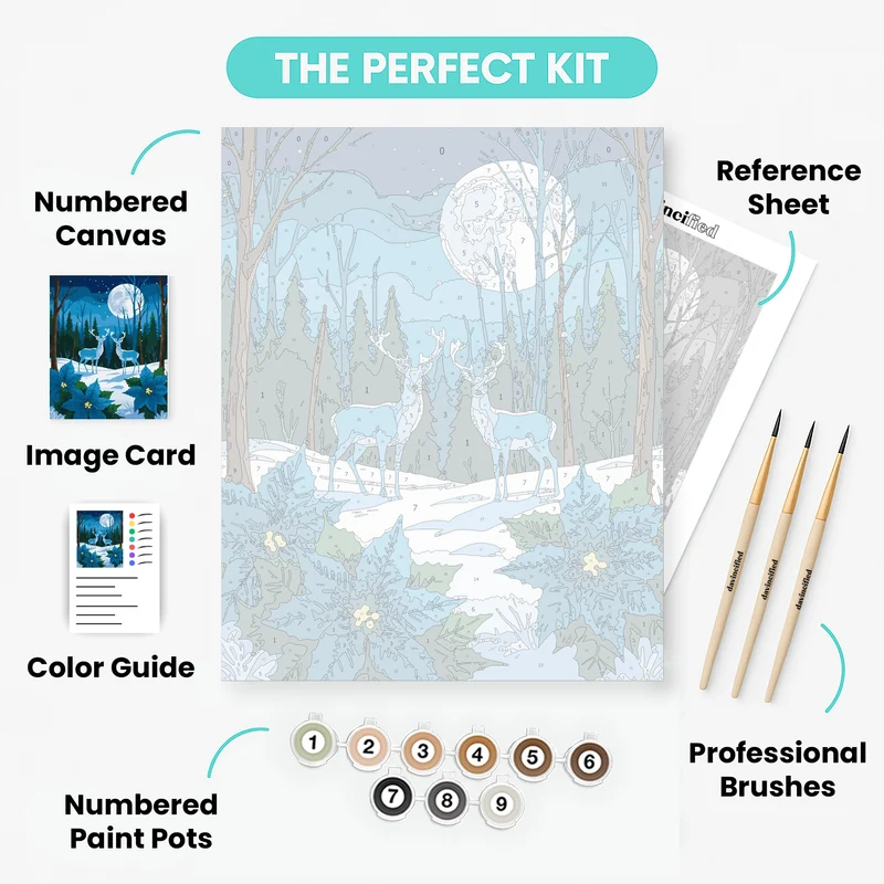 Winter Deer in Moonlight - Paint by Numbers Kit