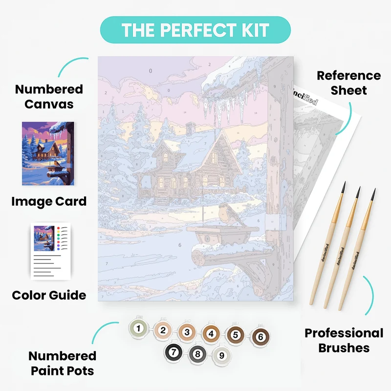 Winter Cabin with Robin - Paint by Numbers Kit