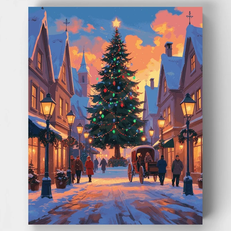 Christmas Village Square - Paint by Numbers Kit