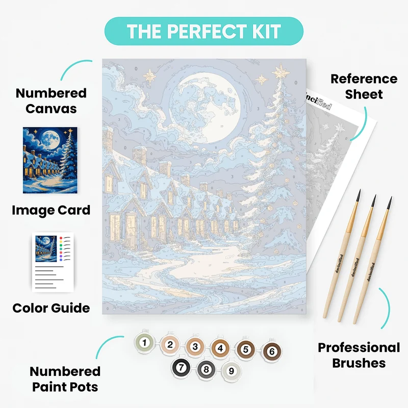 Winter Moonlight Village - Paint by Numbers Kit