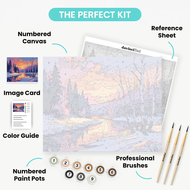Winter Sunset Stream - Paint by Numbers Kit