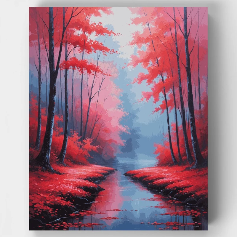 Crimson Forest Stream - Paint by Numbers Kit
