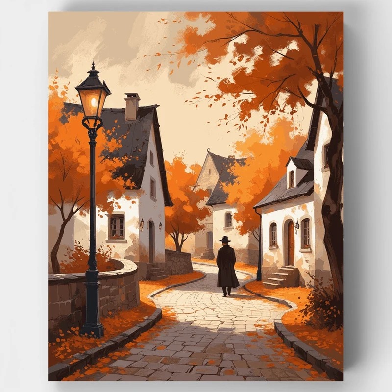 Autumn Village Street - Paint by Numbers Kit