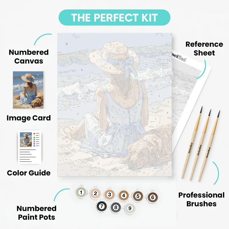 Beach Day with Golden Retriever - Paint by Numbers Kit