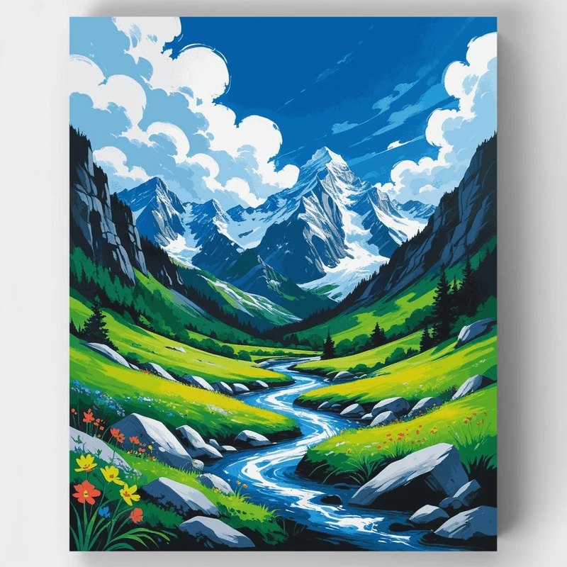 Alpine Valley Stream - Paint by Numbers Kit