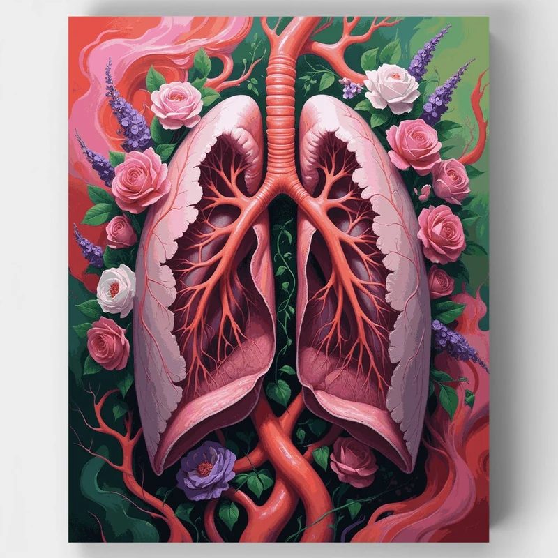 Floral Lungs Anatomy - Paint by Numbers Kit