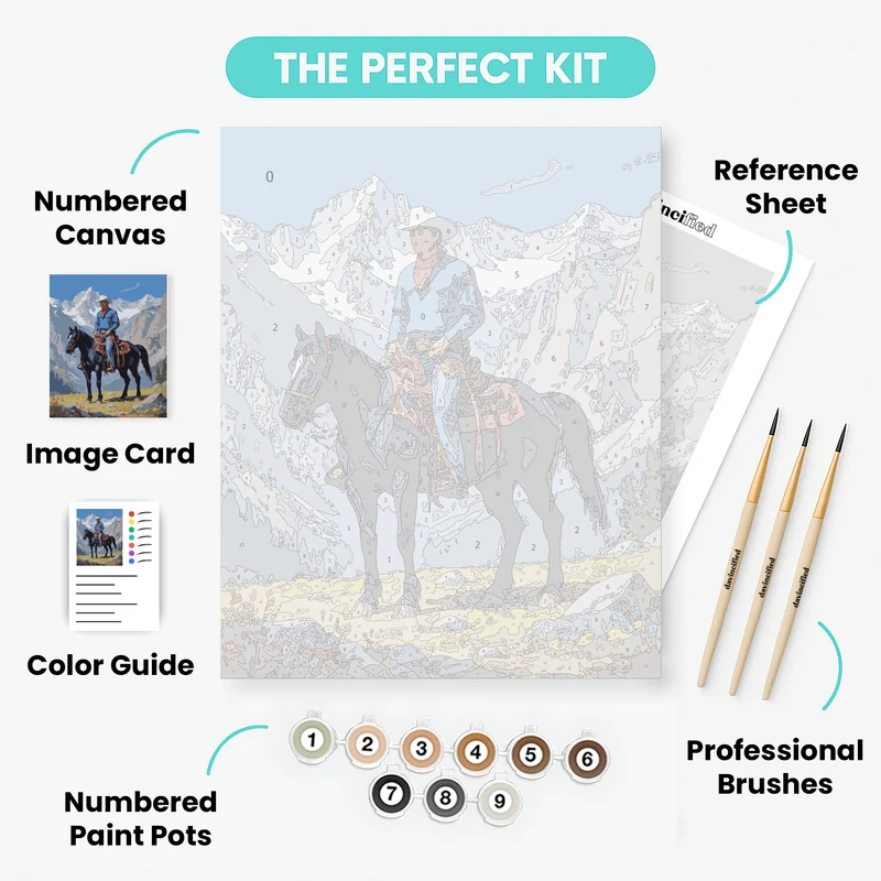 Western Cowboy on Horseback - Paint by Numbers Kit