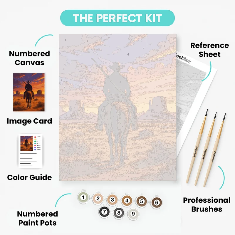 Cowboy at Sunset - Paint by Numbers Kit