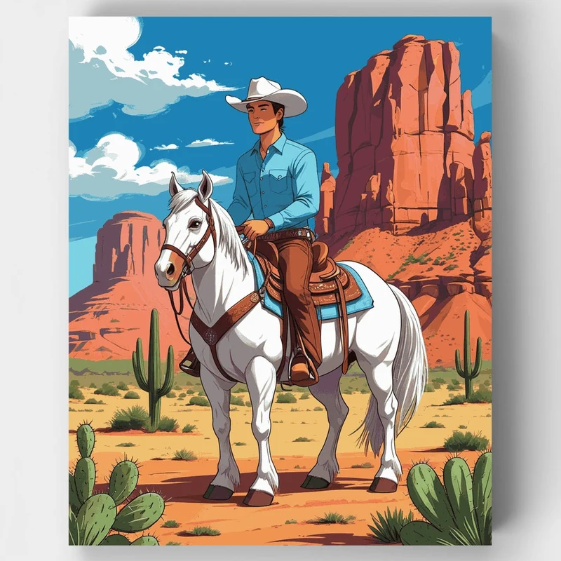 Desert Cowboy Rider - Paint by Numbers Kit
