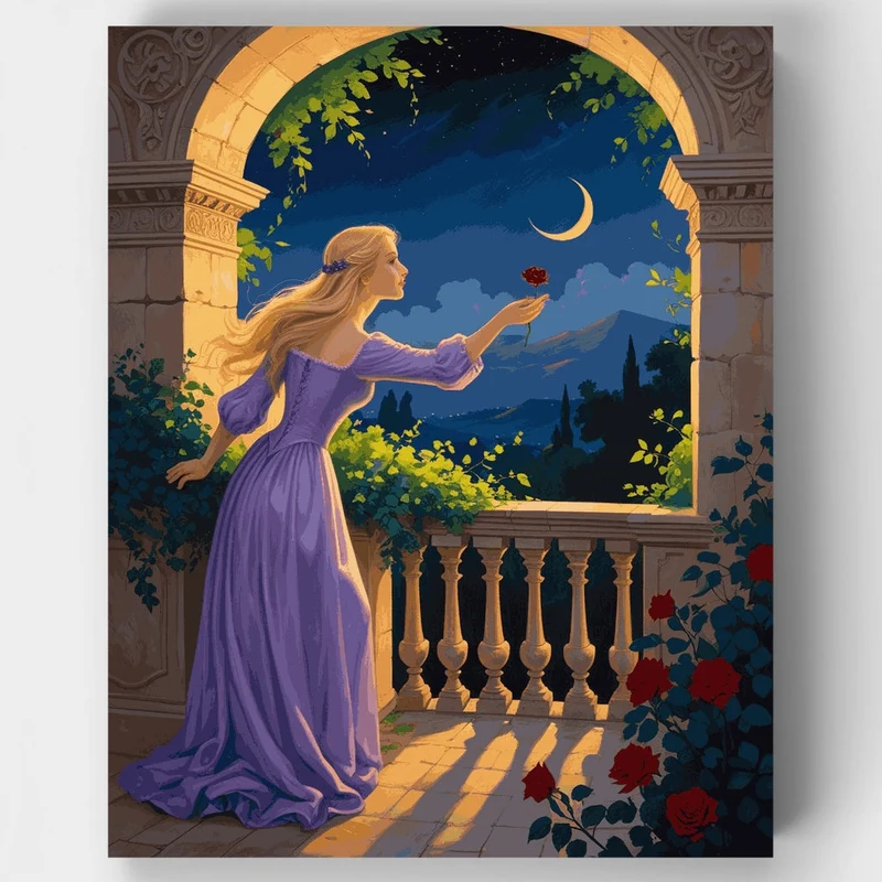 Moonlit Rose Offering - Paint by Numbers Kit