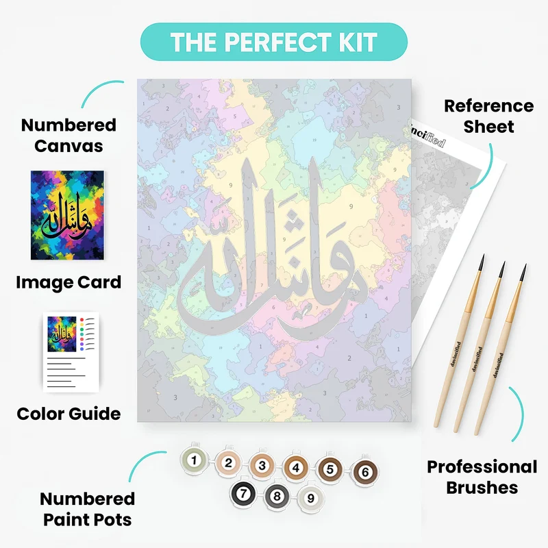 Arabic Calligraphy on Colorful Background - Paint by Numbers Kit