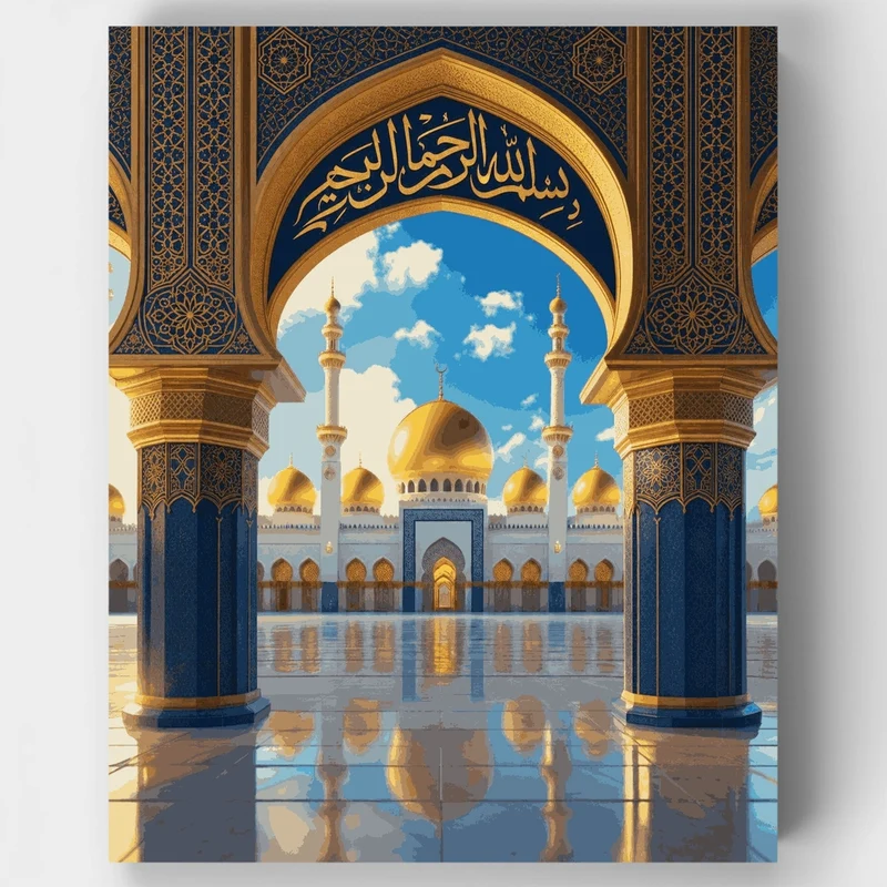 Golden Dome Mosque Archway - Paint by Numbers Kit