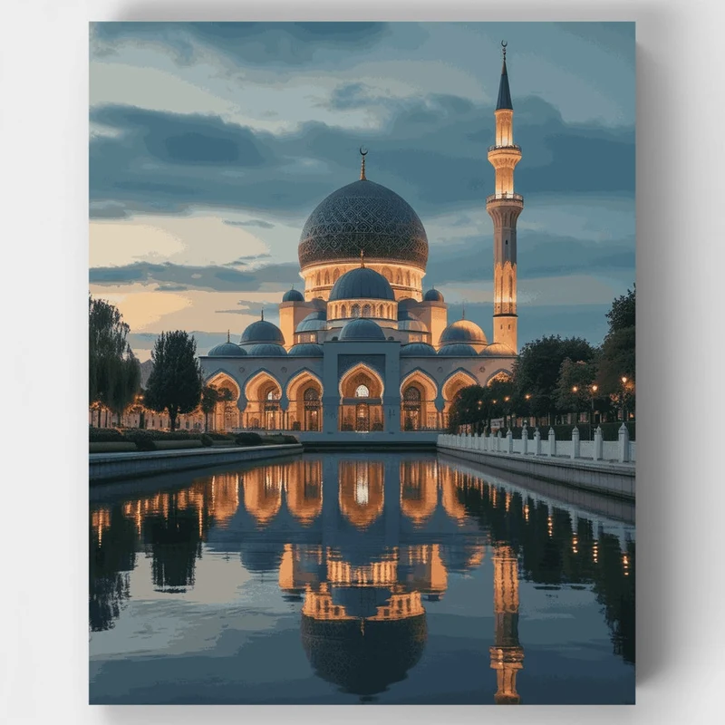 Majestic Mosque at Dusk - Paint by Numbers Kit