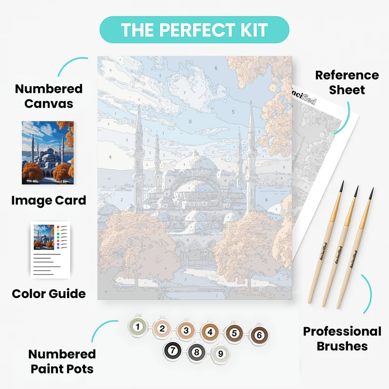 Blue Mosque in Autumn - Paint by Numbers Kit