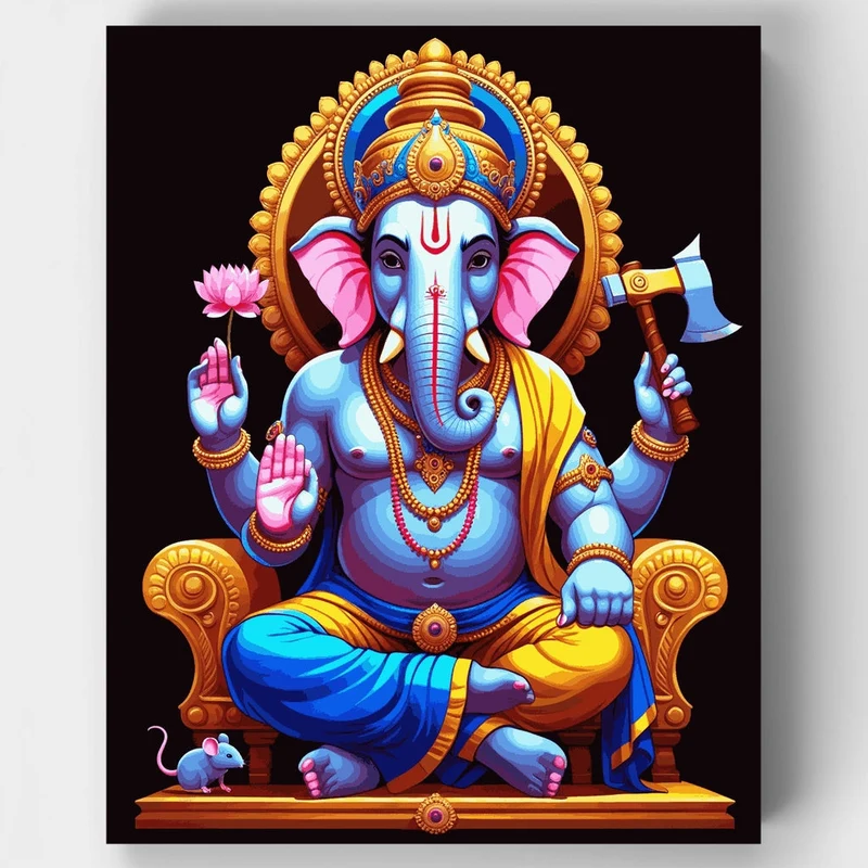 Lord Ganesha on Throne - Paint by Numbers Kit