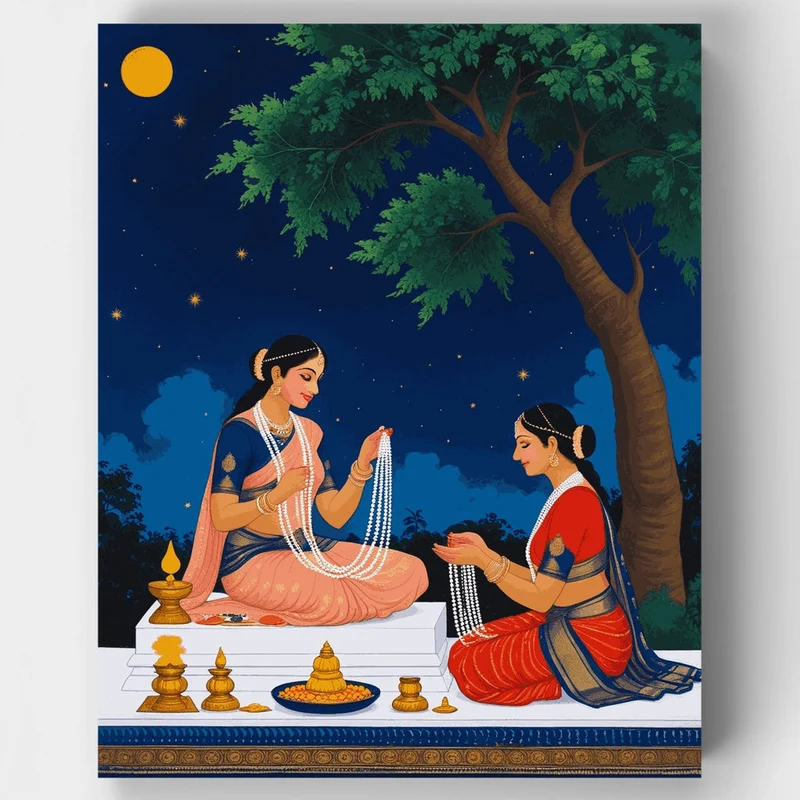 Traditional Pearl Stringing Ceremony - Paint by Numbers Kit