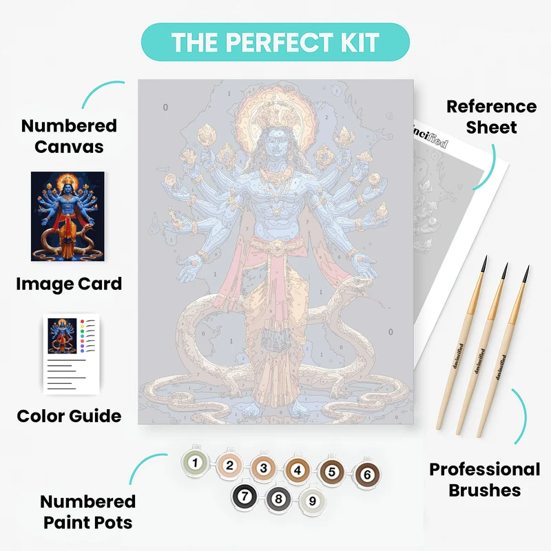 Vishnu with Multiple Arms - Paint by Numbers Kit