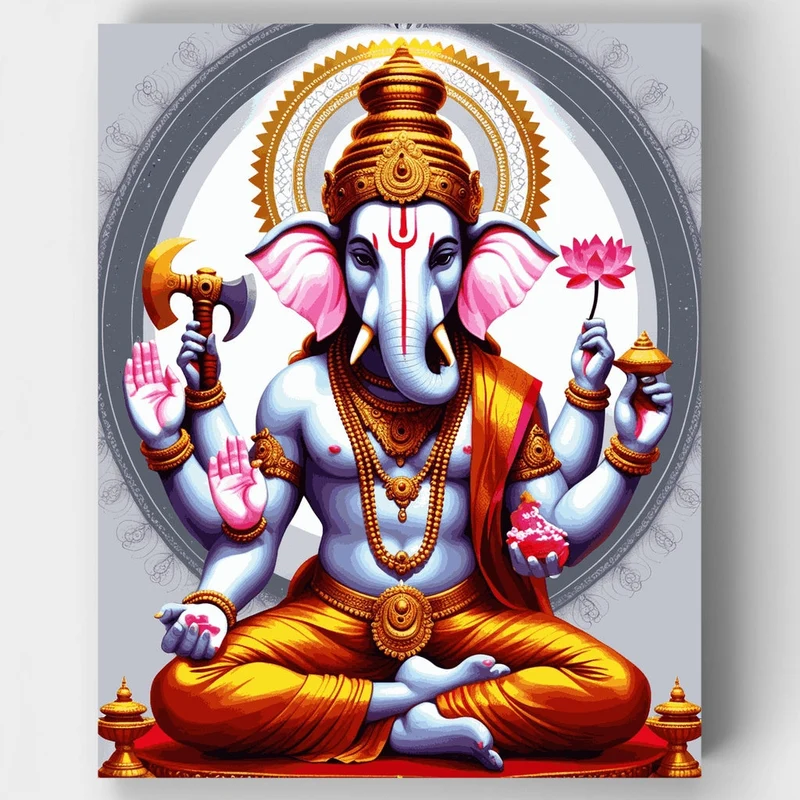 Lord Ganesha with Lotus - Paint by Numbers Kit