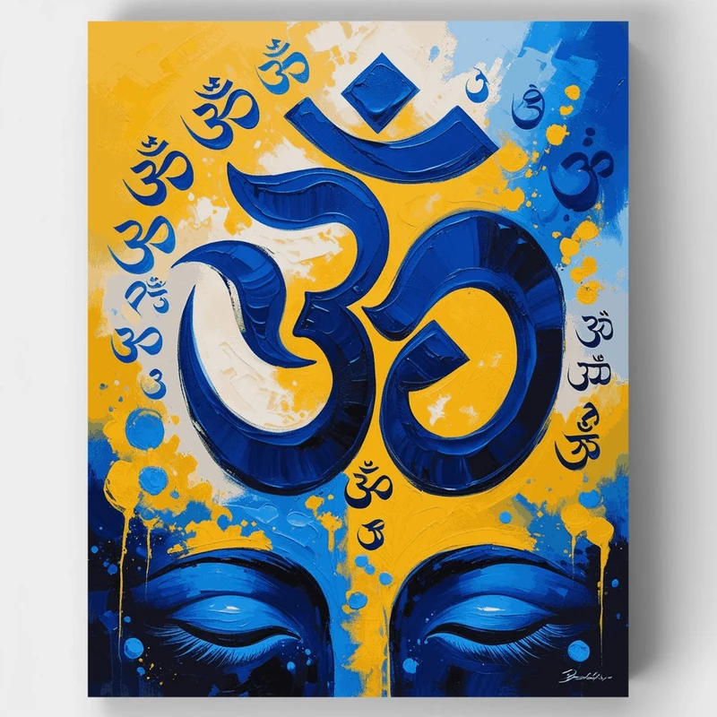 Om Symbol with Buddha Eyes - Paint by Numbers Kit