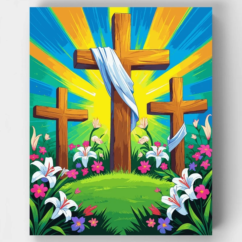 Easter Crosses with Lilies - Paint by Numbers Kit