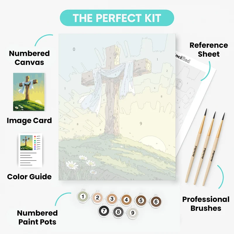 Easter Cross on Hill - Paint by Numbers Kit
