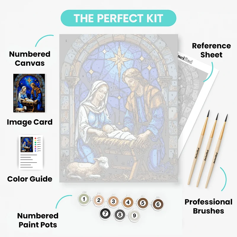 Holy Nativity Stained Glass - Paint by Numbers Kit