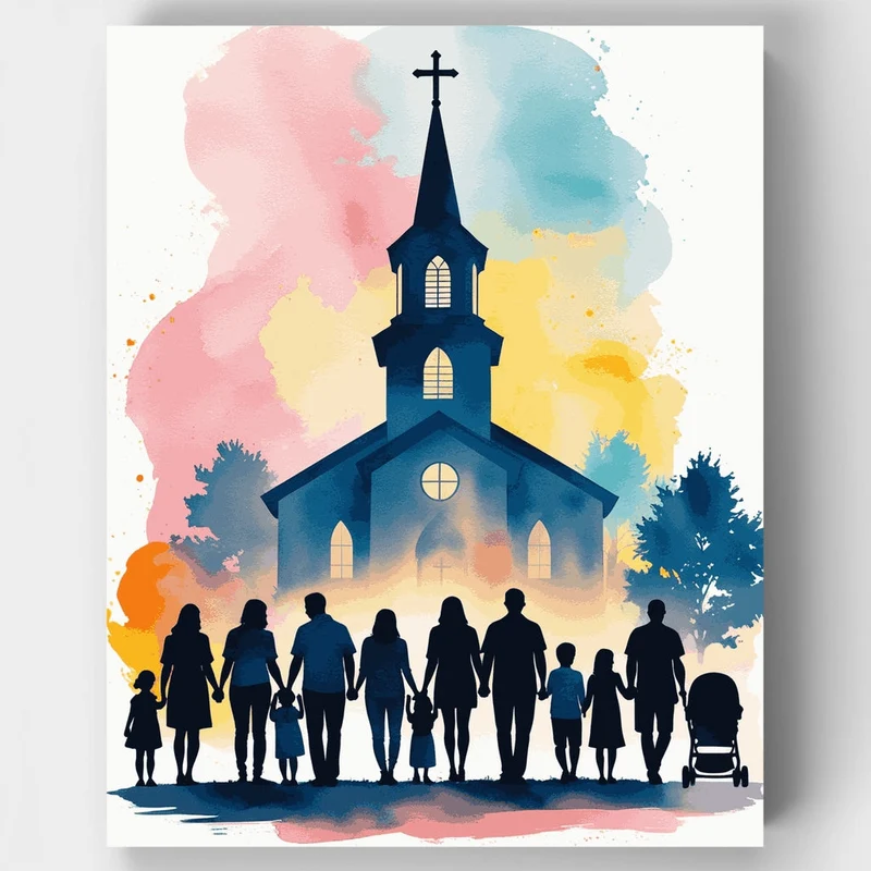 Church Community Gathering - Paint by Numbers Kit
