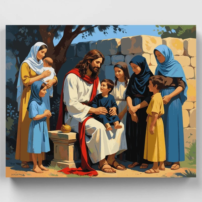 Jesus Blessing the Children - Paint by Numbers Kit