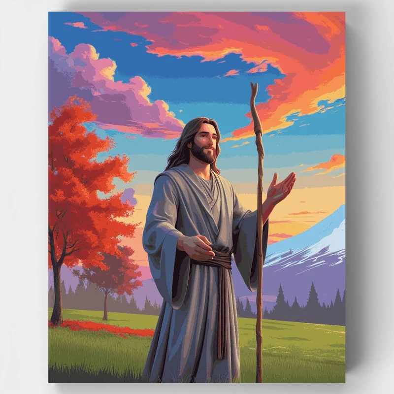 Spiritual Guide in Sunset Landscape - Paint by Numbers Kit