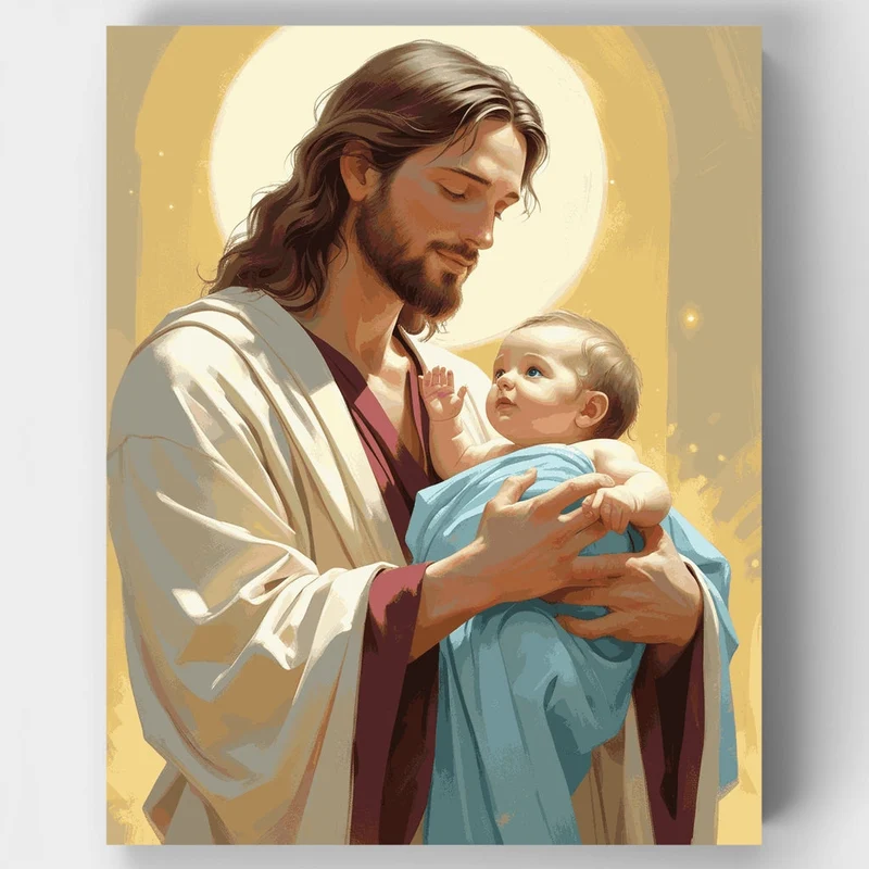 Jesus Holding Baby - Paint by Numbers Kit