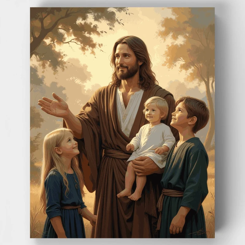 Jesus with Children in Nature - Paint by Numbers Kit