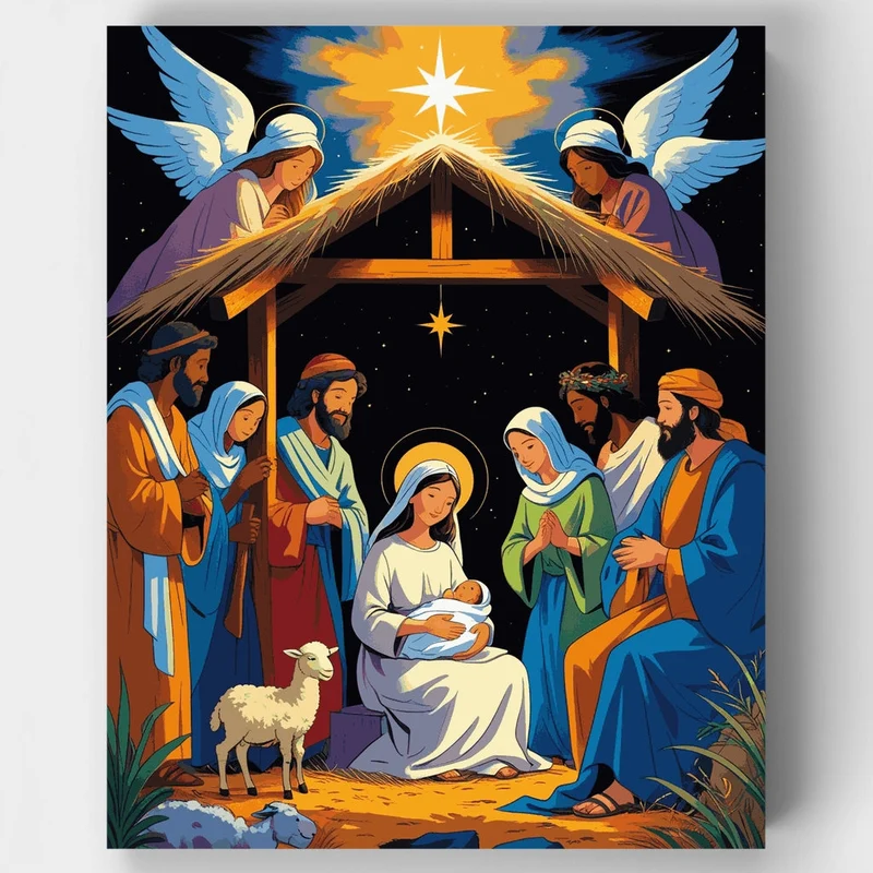 Holy Nativity Scene - Paint by Numbers Kit