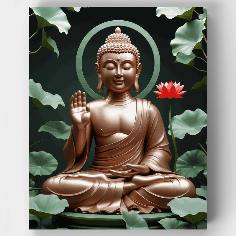 Buddha Statue with Lotus - Paint by Numbers Kit