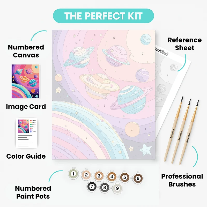 Colorful Cosmic Planets - Paint by Numbers Kit