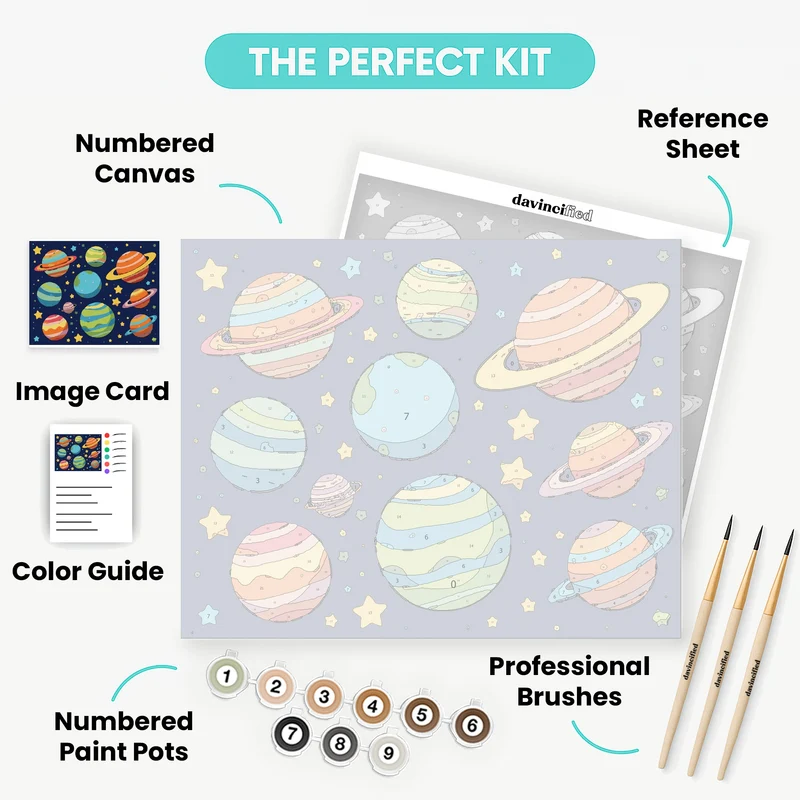 Colorful Planets and Stars - Paint by Numbers Kit
