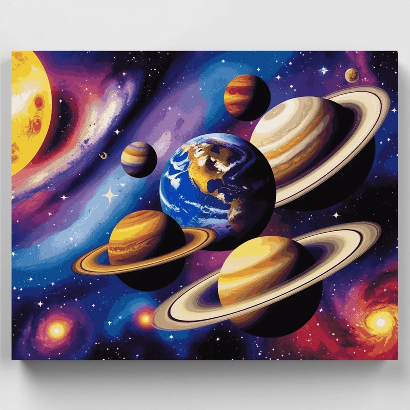 Cosmic Planets Parade - Paint by Numbers Kit