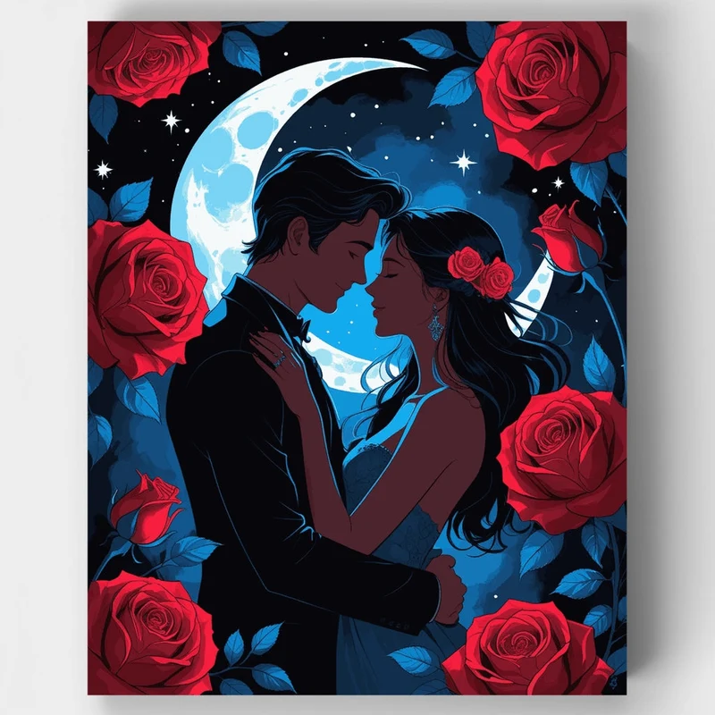 Moonlit Roses Romance - Paint by Numbers Kit