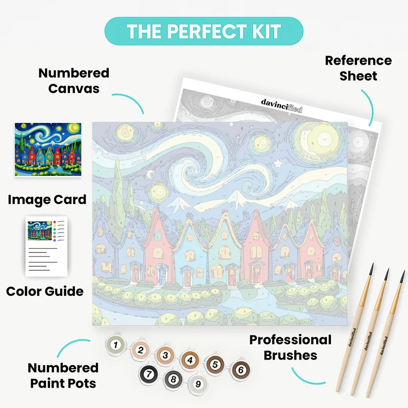 Starry Night Village - Paint by Numbers Kit